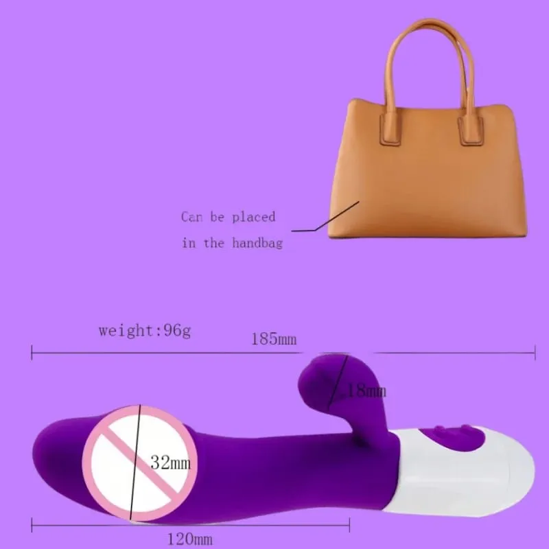 Tavşan Vibratör G-spot Silikon Yapay Penis Çift Titreşimli Klitoris Stimülatörü 10 Hızları Şarj Edilebilir Su Geçirmez Seks Oyuncak Kadınlar için