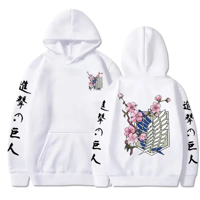 2026 Anime Attack On Titan Wings Of Liberty Sakura Wings of Liberty Graphic Men Women Hoodies Plus Size Sweatshirt Streetwear