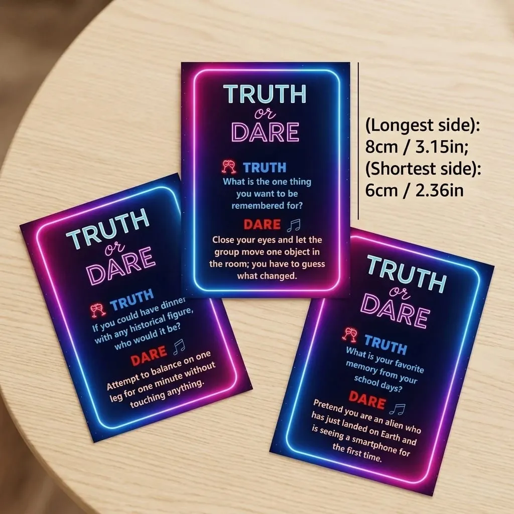 50-Card Truth or Dare: Fun Portable Icebreaker Party Card Game for Family Dorm & Holidays，Back to School Fall Winter Hallowee