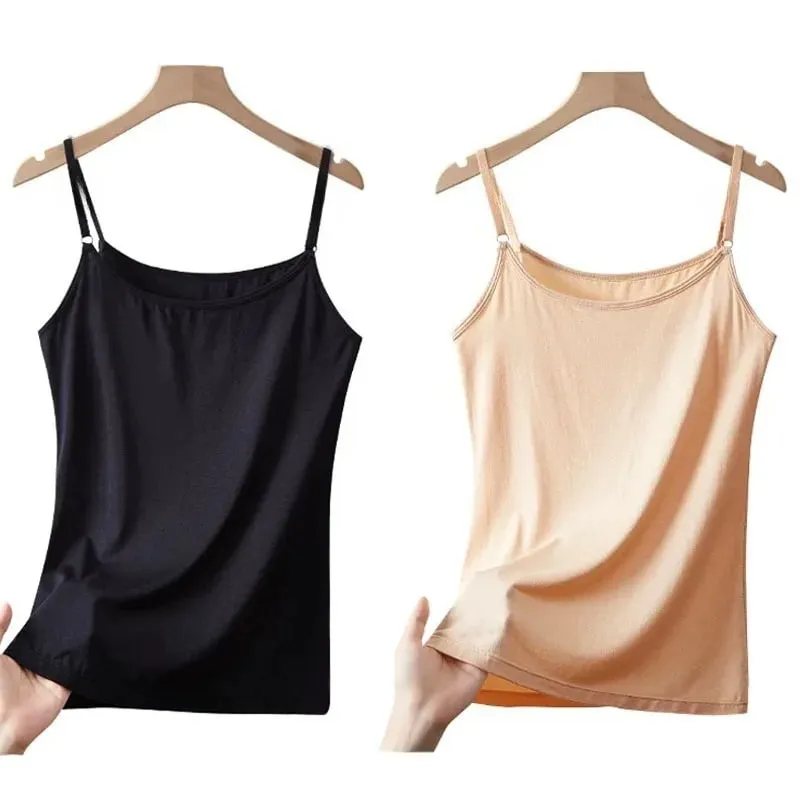 Cotton Feel Solid Sling Camisole Women Crop Top 35-75kg Sleeveless Sexy Slimming Vest Tank Base Tee Underwear Daily Staple 2026