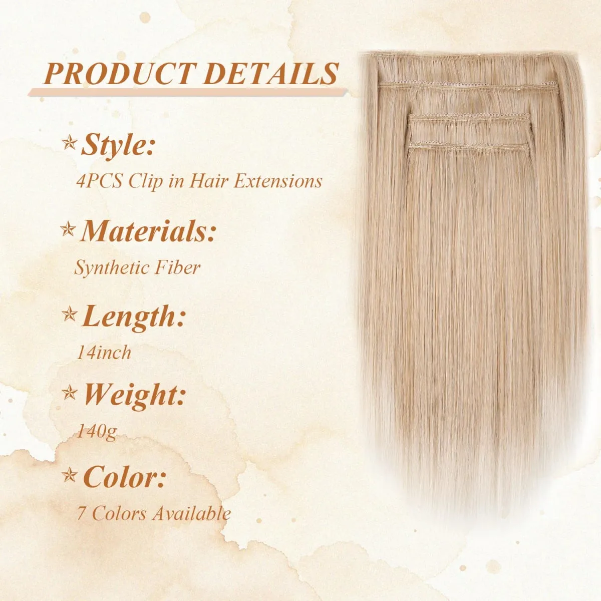 4PCS 14inch Short Clip in Hair Extensions Straight Clip Hair Extensions Invisible Lace Weft Soft Synthetic Hairpieces for Women