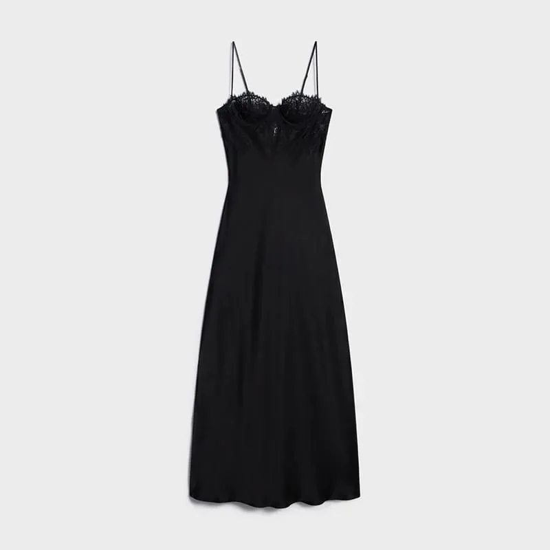 Robe Sexy en dentelle pour femmes, col licou, sans manches, Patchwork, Slim, tenue de soirée, mode élégante, été, 2026