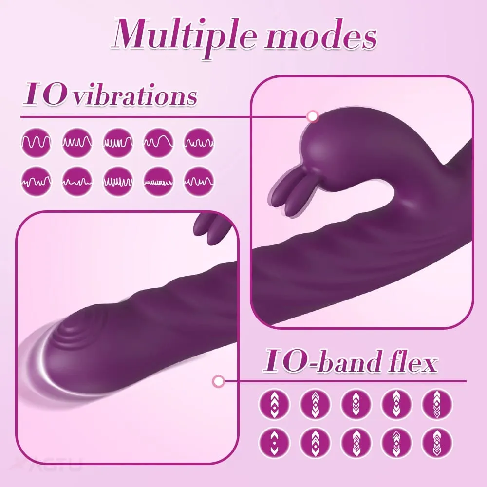 Thrusting Rabbit Vibrator for Women Go and Come G-Spot Dildo Vibrator Clitoris Stimulator Female Masturbation Sex Toy for Women