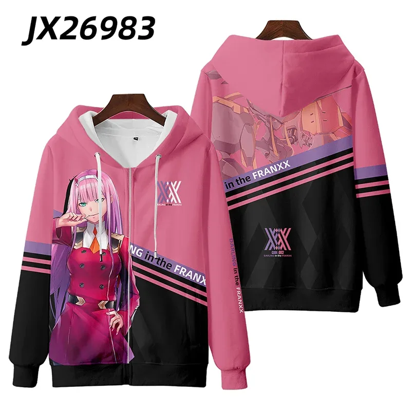 Hot Japan Anime Darling In The Franxx Cosplay Zipper Hoodies 3D Print Men Women Hip Hop Tracksuit Zipper Hoodie Men's Clothing
