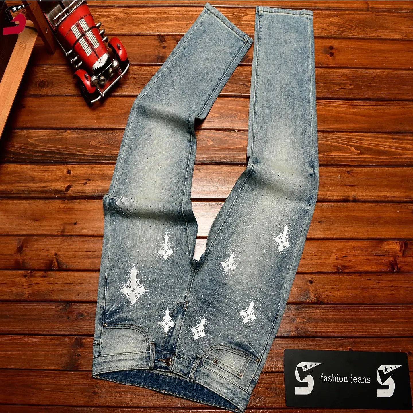 Jeans Men's Summer High-end Cotton Stretch Slim Fit Skinny Pants Washed Casual All-match Fashion Denim Trousers