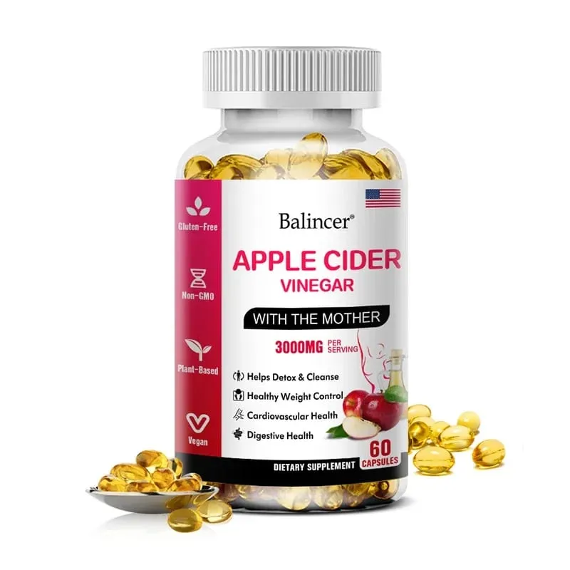 Balincer Apple Cider Vinegar Capsules 3000mg Detox & Cleanse Fat Burning Healthy Weight Management Supplement Non-GMO