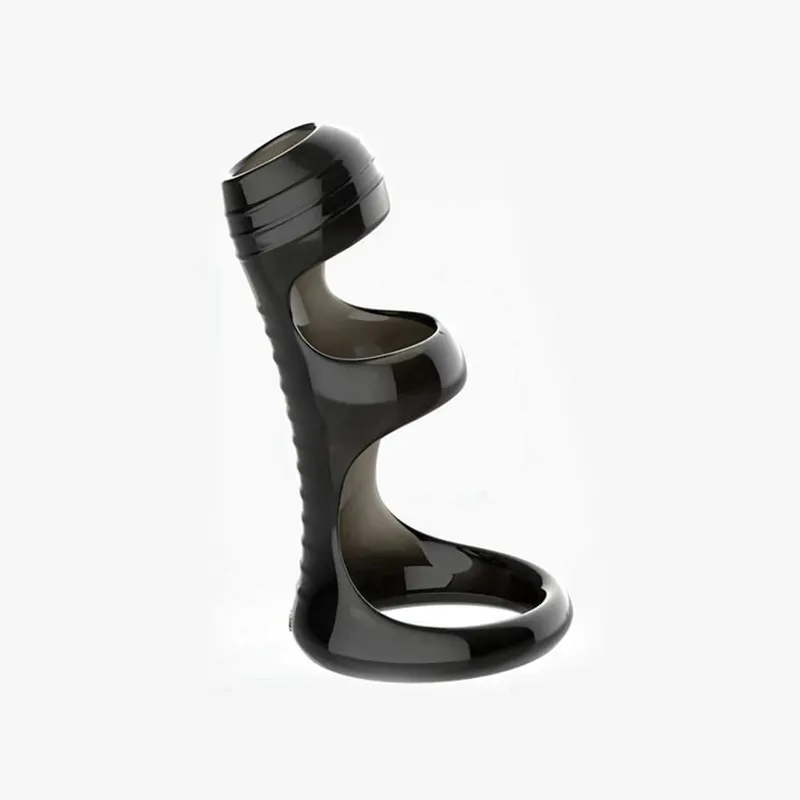 Male Penis Sleeve Dual Cock Rings Delay Ejaculation Nozzle Penis Rings Enlargement Reusable Cockring Sex Toys for Men Adults