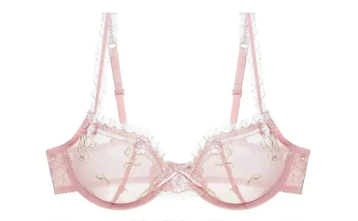Delicate French Lace Lingerie Set White Mesh Embroidery Push‑Up Bra Panty Suit Plus Size Ladies Daily Wear Intimates