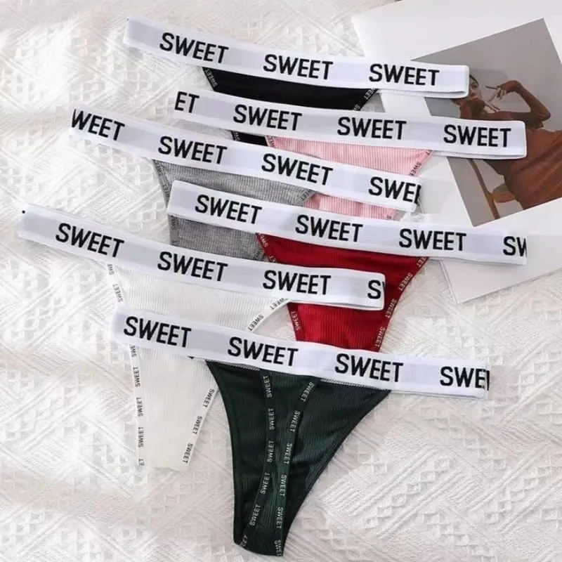 Women Padded Bra And Panties Set Front Cross Wireless Bra Low Rise G-string Female Letter Strap Underwear Sexy Lingerie Set