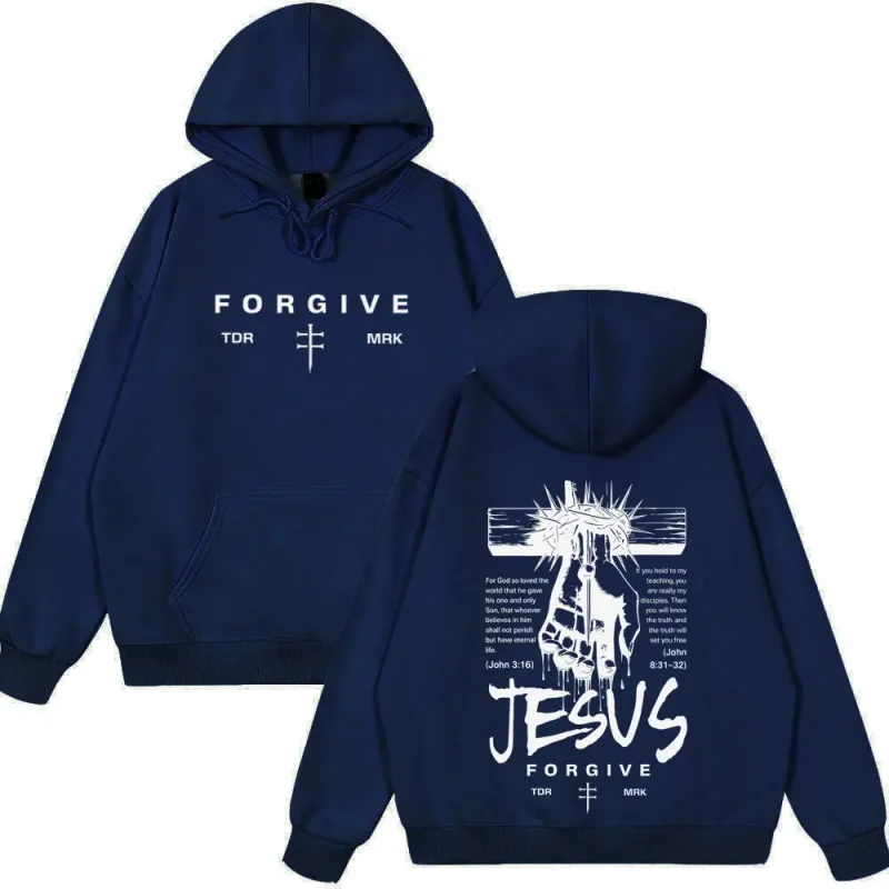 Jesus Forgive Fashion Graphic Hoodie Men Women Vintage Clothing Pullover Winter Long Sleeves Loose Casual Oversized Sweatshirts