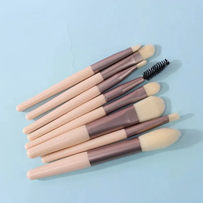 8Makeup brush set & 2Makeup sponge set，Suitable for women to use - Soft nylon bristles，Full coverage foundation/Blush/Eyeshadow