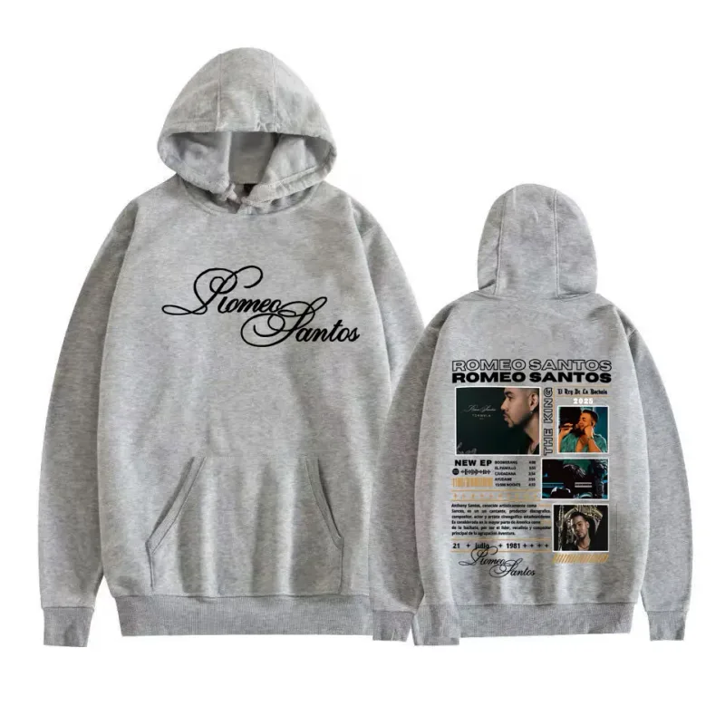 Rapper Romeo Santos The King Tormula Tour 2025 Graphic Hooded Sweatshirts for Men Women Fashion Hip Hop Streetwear Pullover Tops