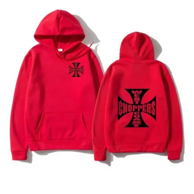 West Coast Iron Cross Choppers 인쇄 된 남성 후드 패션 쿨 운동복 남여 패션 양털 Oversize Hoody Street