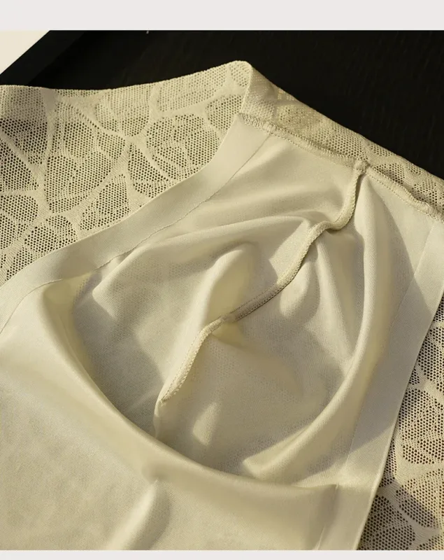 Men Triangle Underwear Ice Silk Thin Breathable Panties Quick Drying Briefs Male Sexy U Bulge Pouch Underpant Lace Leopard Print