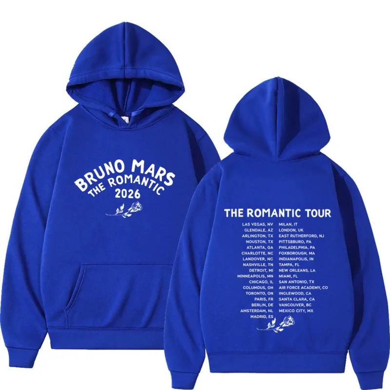 Bruno Mars The Romantic Tour 2026 Print Hoodie Man Woman Fashion Pullover Long Sleeves Loose Casual Hip-hop Harajuku Sweatshirts