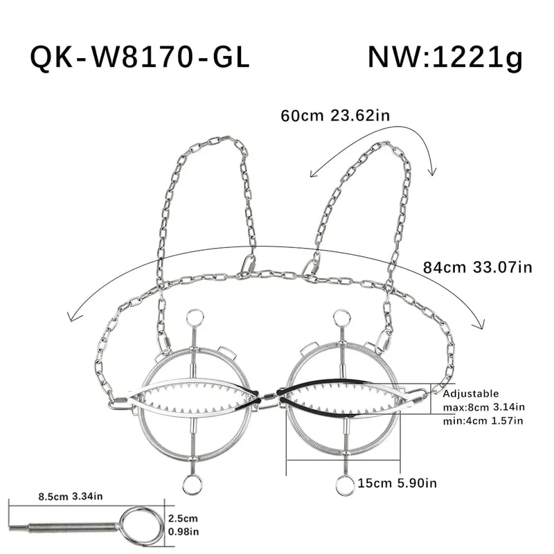 Stainless Steel Breast Bondage Chest Clamp Nipples Massager Strapon Metal Bra Nipple Teating BDSM Sex Toys For Women Men