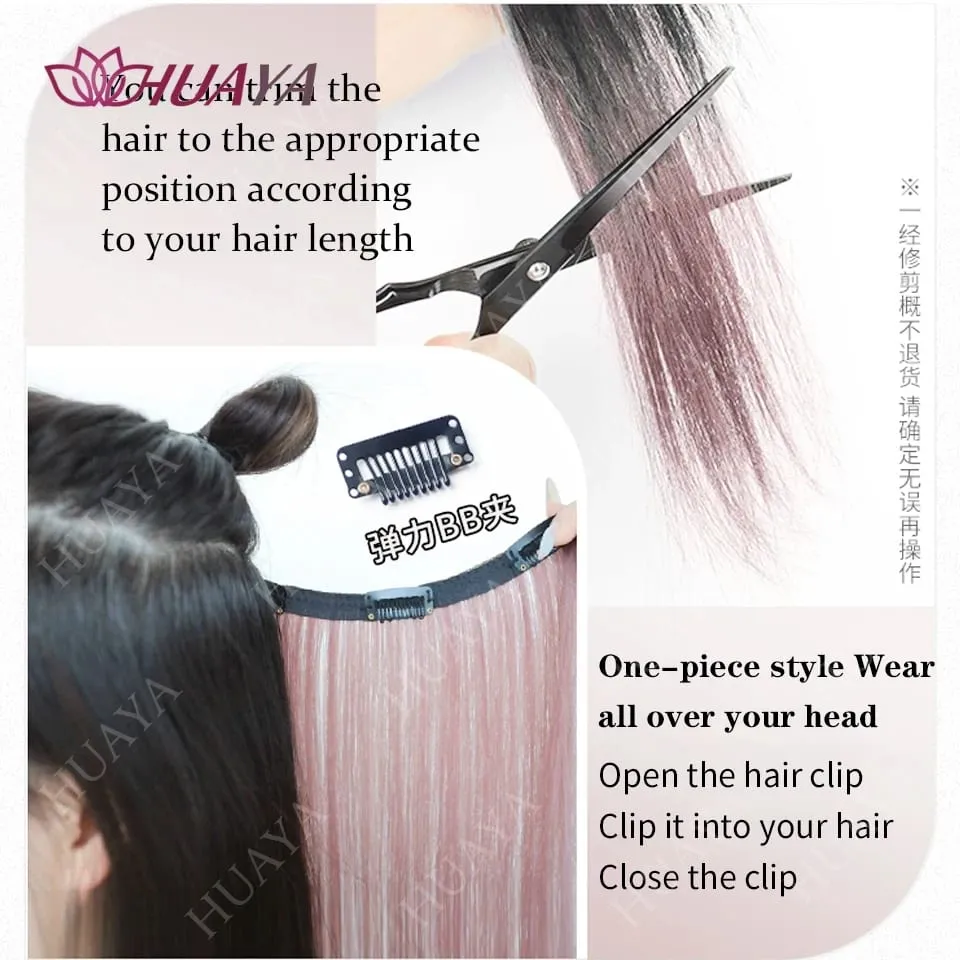 SyntheticColored Hair Extensions 20Inch Cosplay Hairpiece Straight One Piece With 4Clips In Hair Extensions for Women Halloween