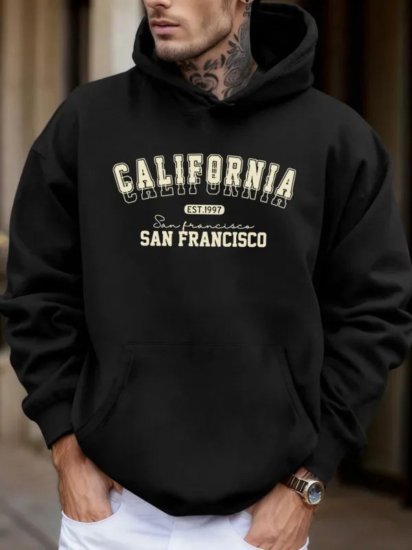 California San Francisco Est 1997 Print Soft Loose Hoodies Fleece Autumn Sportswear Men'S Sport Jogging Sweatshirts Comfy Tops