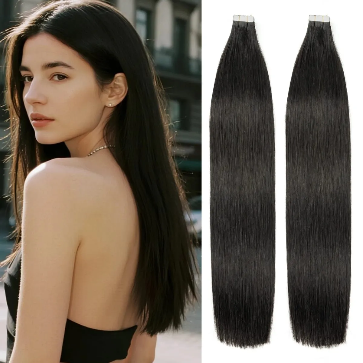 Silky Straight Tape ins Human Hair Extensions Tape in Hair Extensions Human Hair 40 Pcs/Pack Real Human Hair Tape in Extensions