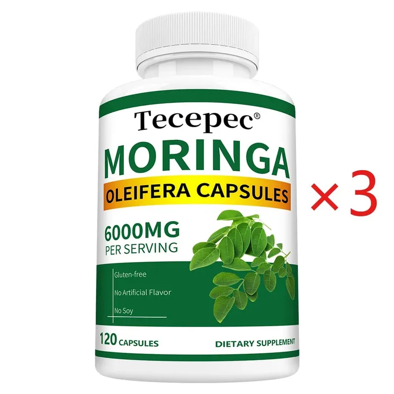 Organic Moringa Capsules 6000mg Antioxidant Boost Energy & Metabolism Support Immune Digestive Brain & Heart Health