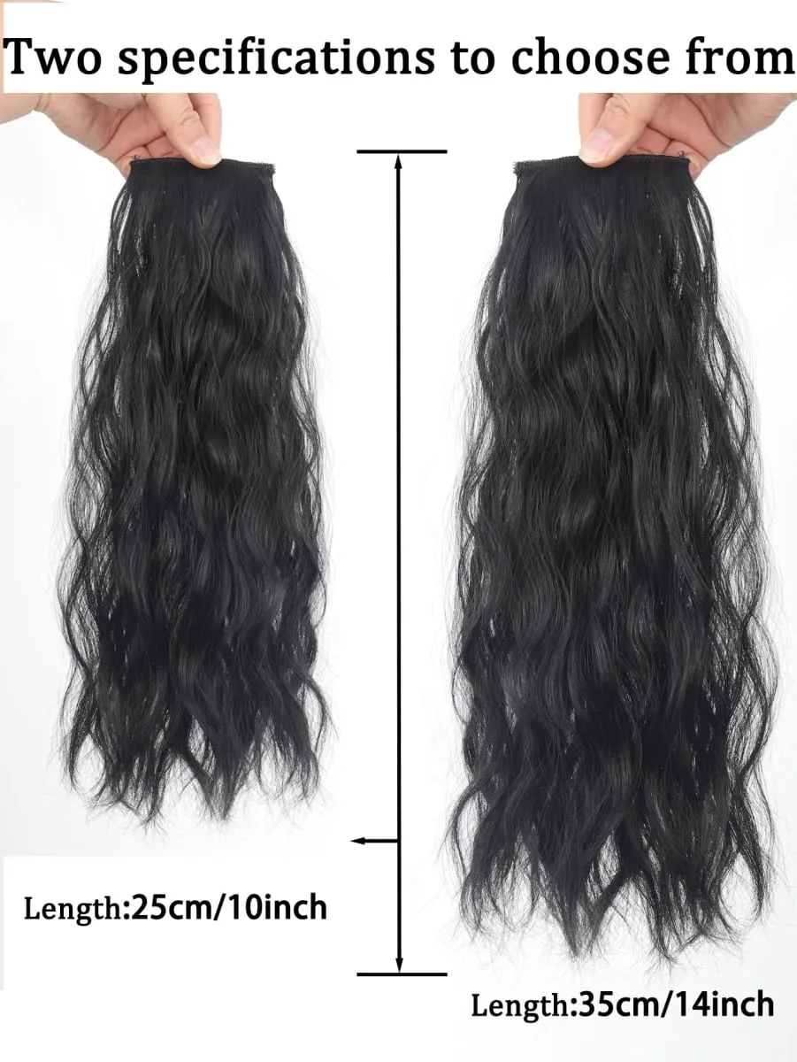 Women Water Wave Extensions Clip In Hair Extensions Invisible Synthetic Wig Piece Suitable Thinning Hair Increase Hair Volume