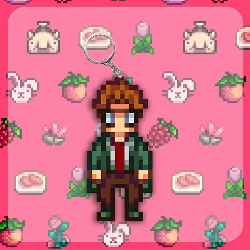 Alex Stardew Valley Schlüsselanhänger Elliott Spielfigur Anime Cartoon Cosplay Requisiten Haley Emily Pixel Student Kawaii Geburtstagsgeschenk