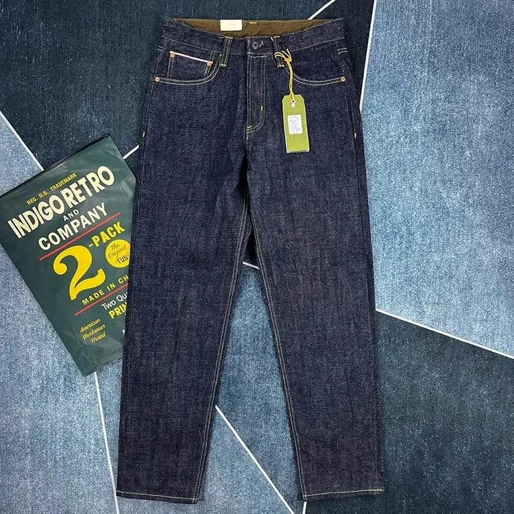 16oz hoge kwaliteit roze Selvadge denim jeans voor mannen katoen gewassen broek rauwe blauwe Amerikaanse vintage harde dikke rechte broek