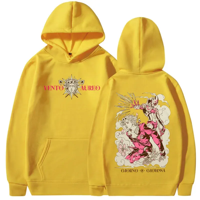 Anime Jojo Bizarre Adventure Hoodies Giorno Giovanna Manga Graphic Sweatshirts Men Women Clothing Long Sleeves Fleece Pullovers