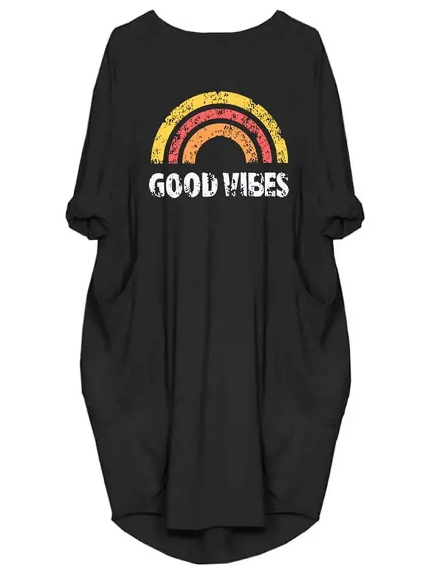 Vestidos informales holgados de talla grande para mujer, de manga corta y cuello redondo, estilo High Street, bolsillos dobles, prendas de vestir exteriores holgadas de gran tamaño