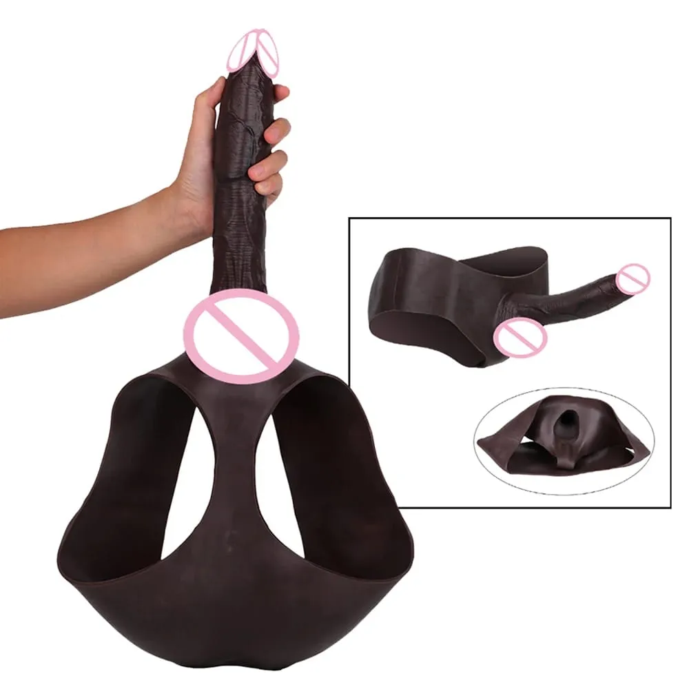 Ultra Realistic Hollow Dildo Trosor Silikontrosor Strapon Penis Extend Sleeve Byxor Sexleksaker För Män Dick Förstoring