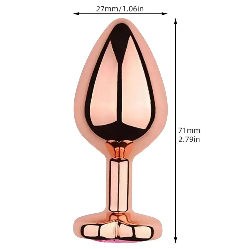 Rose gold pink Heart shape Crystal Metal anal beads butt plug Prostate Massager Adult Gay Products sex toy for female male