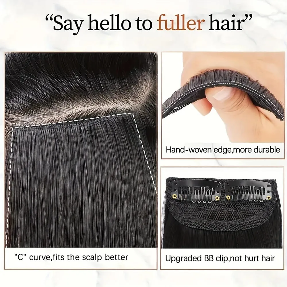2 Stück natürliche, unsichtbare, flauschige Haarpolster für Frauen, Haarverlängerung, flauschiges Haarfutter, obere Abdeckung, synthetisches, nahtloses Haarpolster
