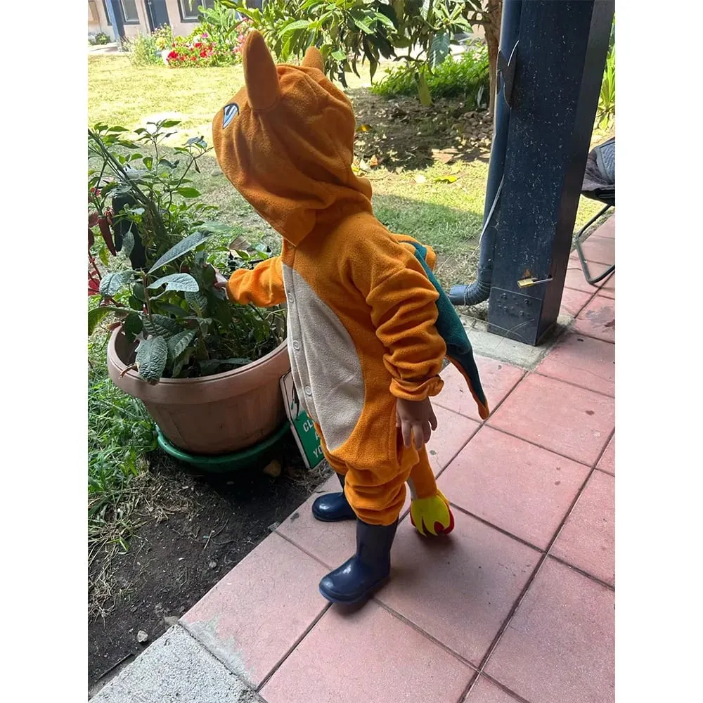 Charizard Costume For Boy Girl Mega Cosplay Halloween Pokekmo Suit Anime Kigurumis Button Onesie Dragon Outfit With Wings