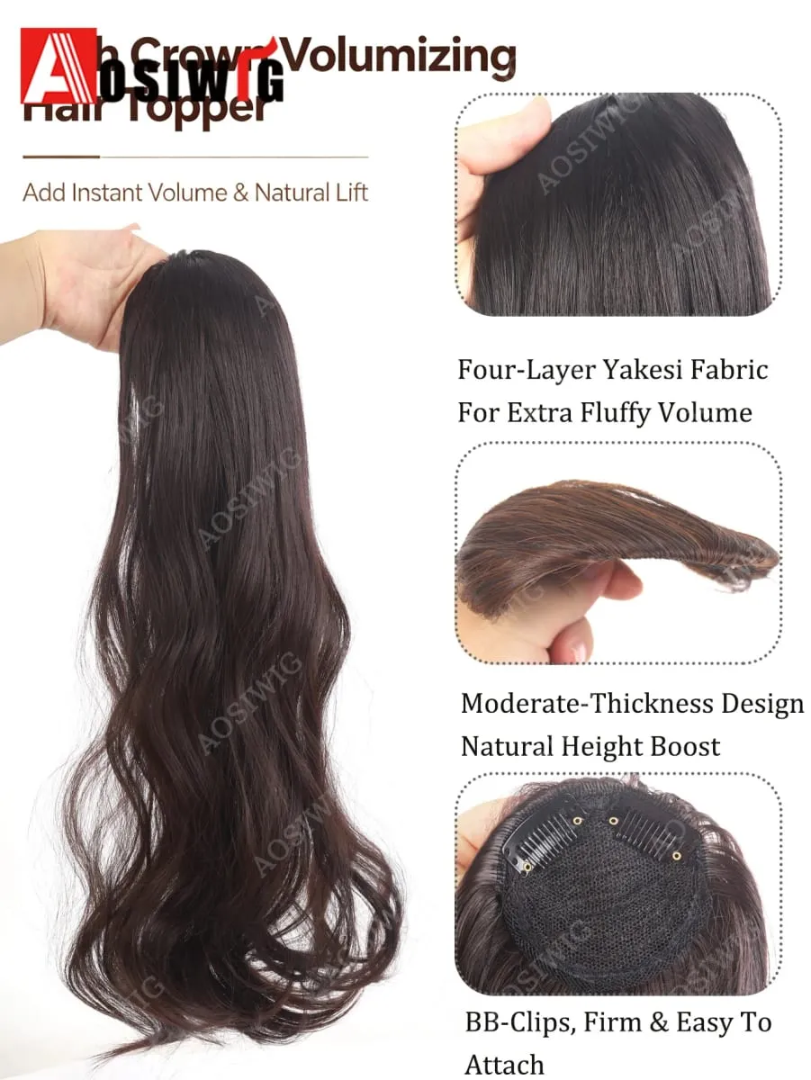 Synthetic Wavy Hair Topper for Women 2 Clip In Volumizing Hairpiece High Crown Hair Extension for Fuller Hair