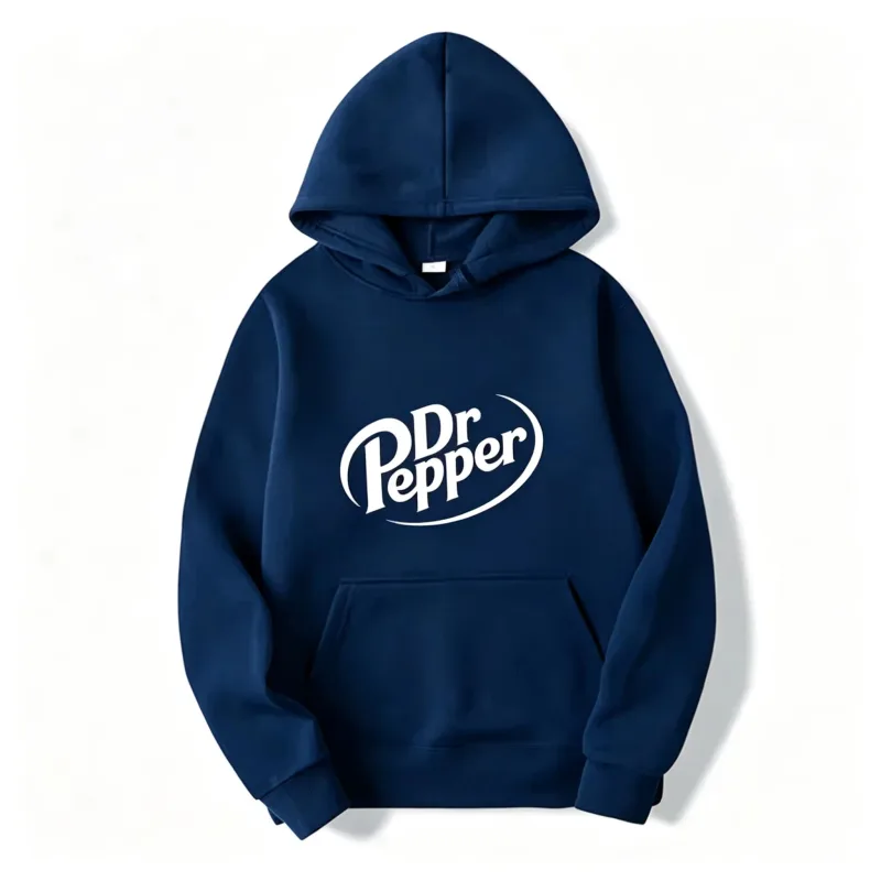 Autumn Warm Dr Pepper Letter Printed Hoodies Street Men Fashion Fleece Sweatshirts Casual Unisex Pullover Tops Fashion Tre