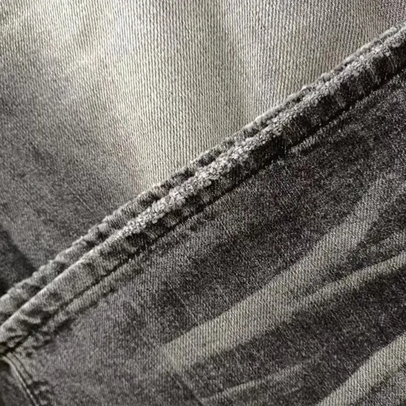 High Street Y2k Ripped Jeans With Embroidered Letters And Beaded Decorations Wide With Pleated Prints Loose Straight Leg Pants