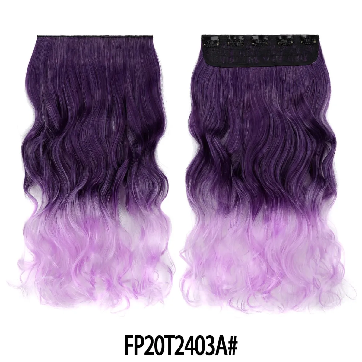 Jeedou One Piece 5 Clips Wavy Ombre Clip In Hair Extensions Long Water Wave Synthetic Curly Hair Piece Rainbow Colored Hair