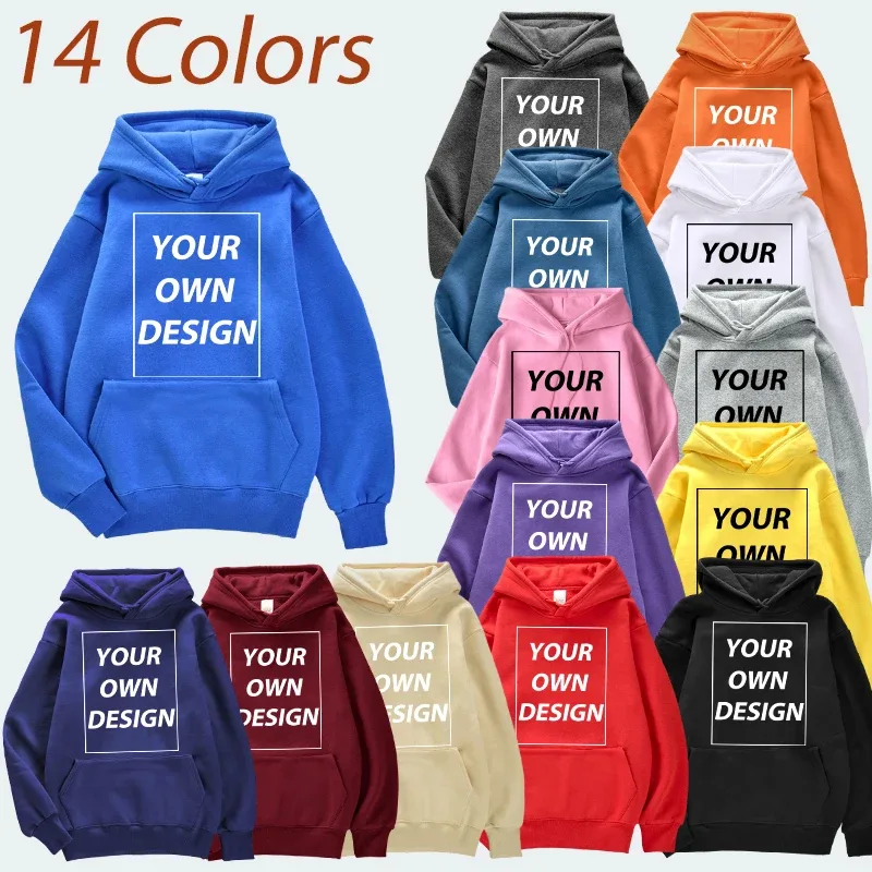 Angepasst DIY Druck Männer Frau Herbst Winter Hoodies Casual Klassische Pullover Einfache Bequeme Streetwear Weiche Warme Sport Kleidung
