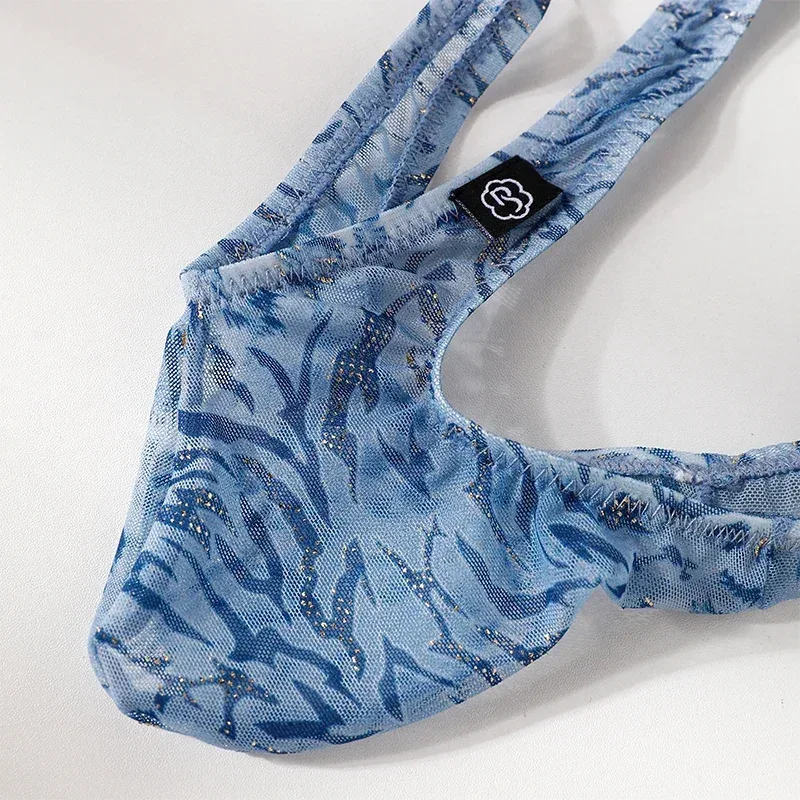 Men Leopard Printed Mesh Underwear Ice Silk Thin Breathable Low Waist Quick Dry Cool Summer Mens Briefs Panties