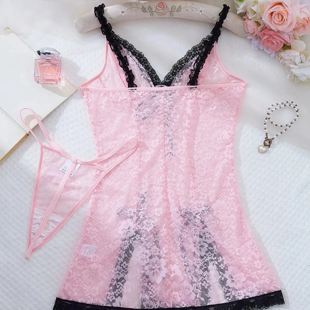Women's Sexy Lingerie Women Erotic Bra Nightdress Sexy Lace Sleepwear Slim Soft Dresses V Neck Full Slip Sleepwear Dresses