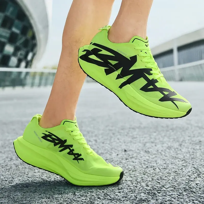 Men Running Shoes Air Cushion Jogging Shoes Carbon Board Marathon Sports Breathable Lightweight Women's Nonskid Casual Sneakers