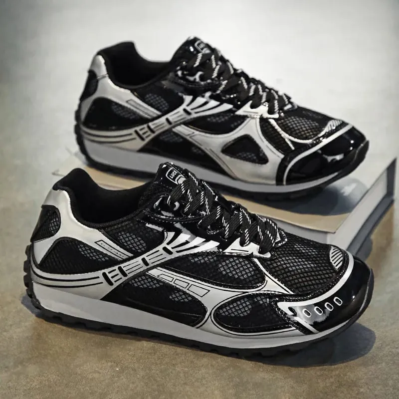 Stylish Men's Lace-Up Sneakers All Season Casual Shoes Spring Summer Retro Skate Shoes
