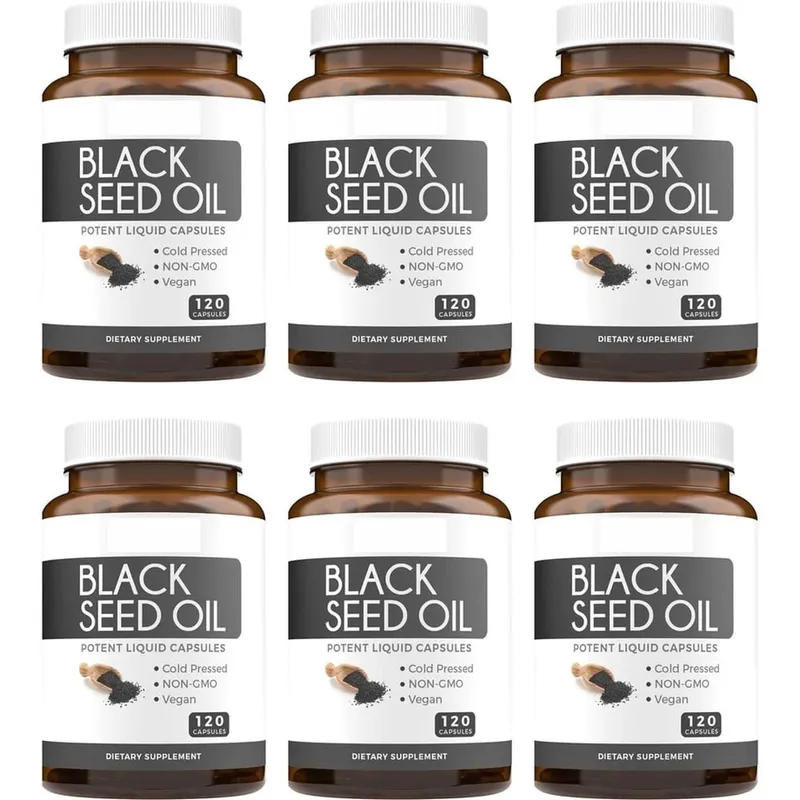 Black Seed Oil 120 Softgel Capsules with Pure Black Cumin Seed Oil 1000mg and Vitamin E - 500mg Each Skin Health Cold-Pressed