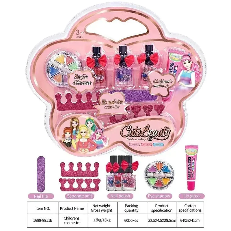 Κιτ μακιγιάζ για παιδιά Lipgloss Σκιά ματιών Λίμα βερνίκι νυχιών Μη τοξική μακιγιάζ Princess Girl Cosmetics που πλένεται Χριστουγεννιάτικο δώρο για παιδί