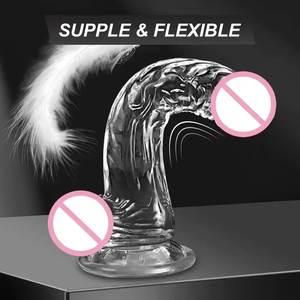 Transparent Soft Jelly Dildo Realistic Fake Dick Penis Sucker Butt Plug Sex Toys for Woman Men Vagina Anal Sex Toys