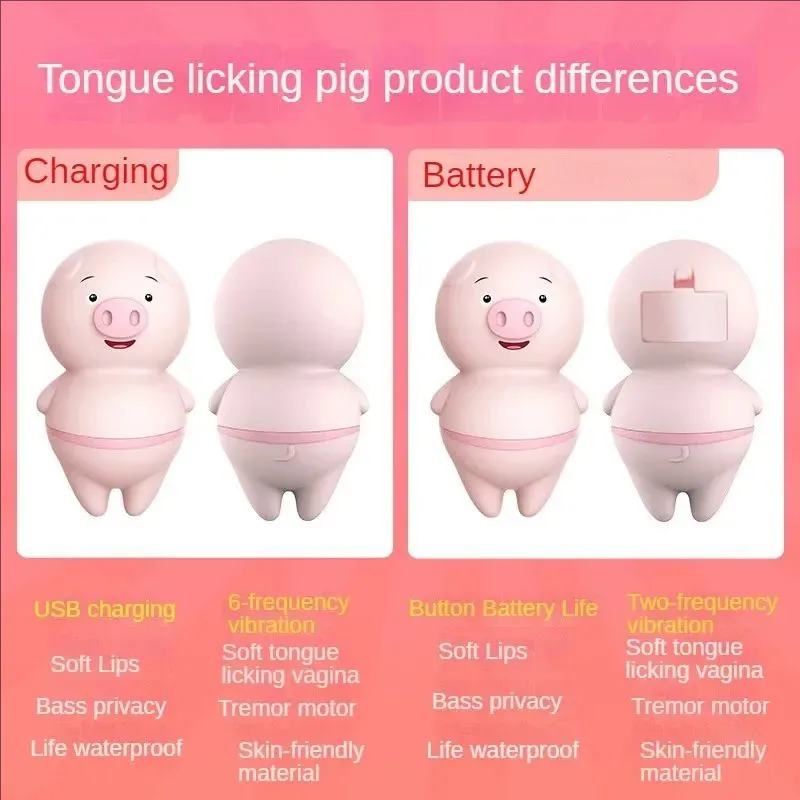 Cute Sexy Pig Licking Sucking Vibrators For Women Clitoris Sucker Anal Nipple Licks Massage Female Sex Toys Adult Erotic Machine