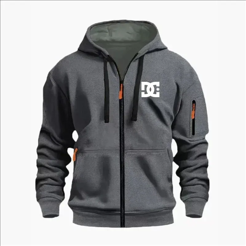 Spring and Autumn Men's Casual Sports Hoodie Fashionable Arm Pocket Drawstring Hoodie Men's Loose Long-sleeved Shirt Pullover