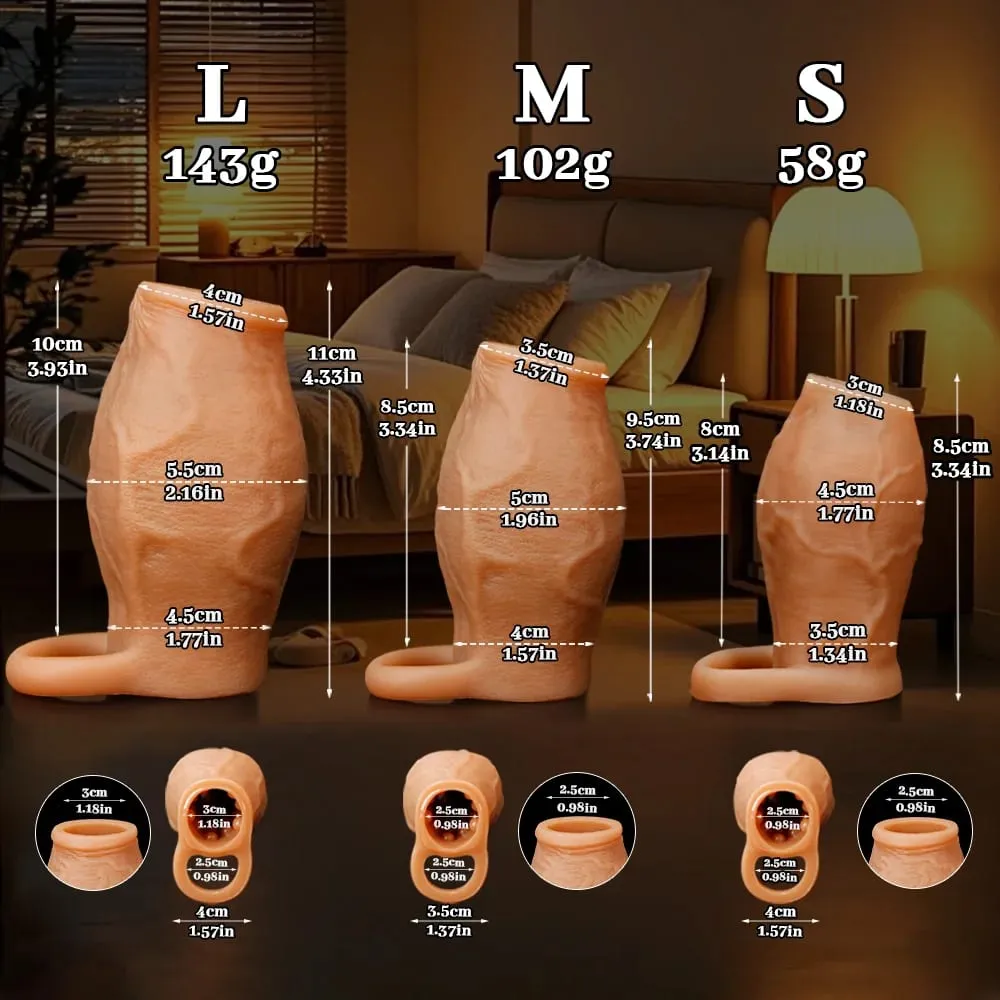 Sexy Thicken Cock Sleeve Penis Lock Penis Ring Adult Sex Toy For Men Dick Enlarged and Soft Silicone Penis Sleeve Enlargement