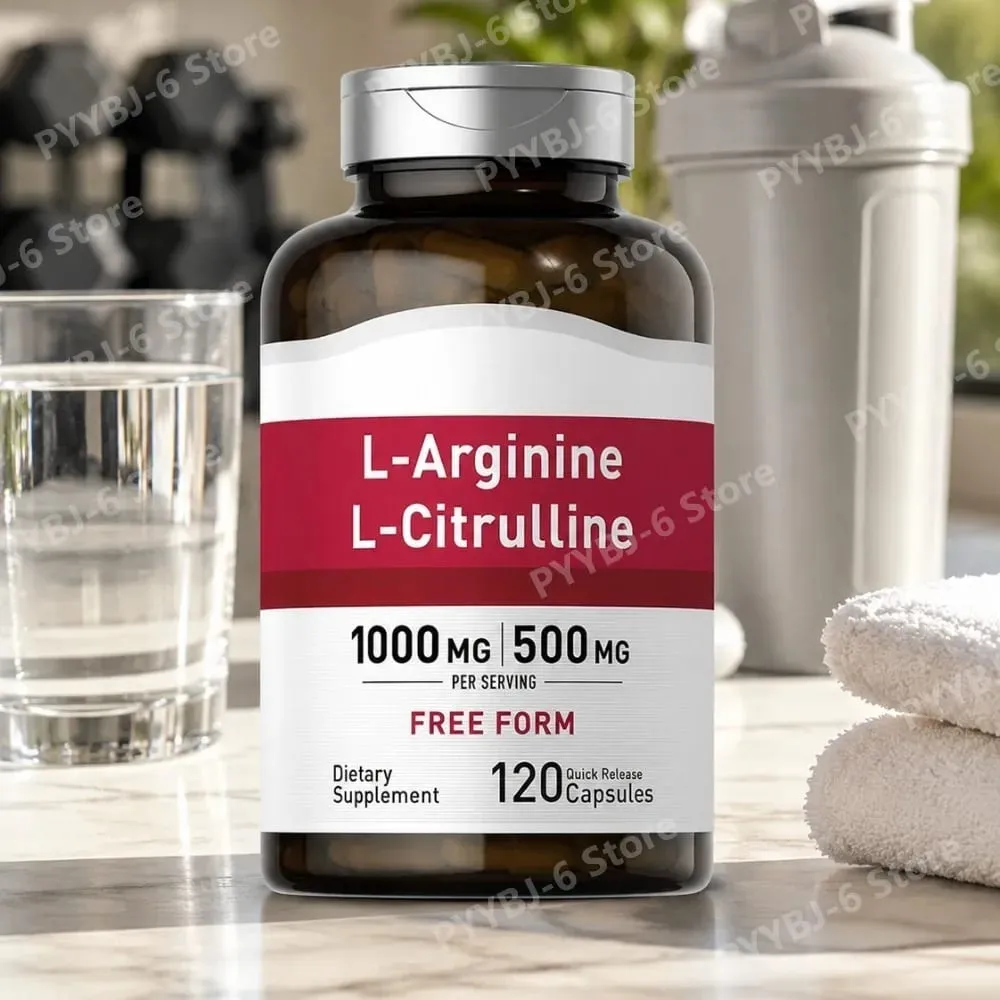 L-Arginine L-Citrulline Capsules 1000mg/500mg Free Form Amino Acid Supplement for Fitness Support & Active Lifestyle 120 Ct