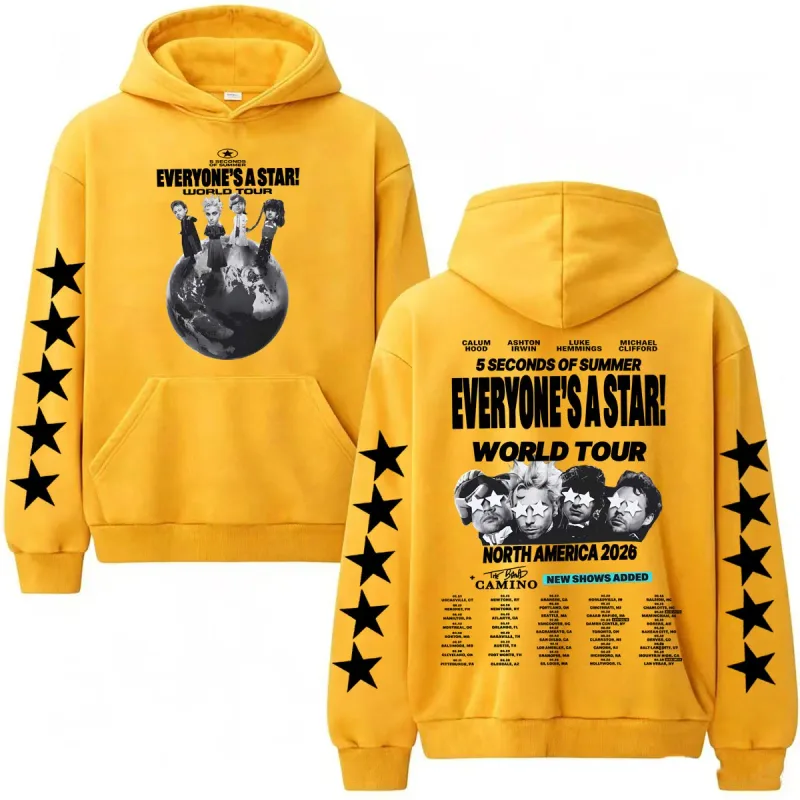 5 Seconds of Summer Everyones A Star World Tour Hoodies Men Women Harajuku Hip Hop Street Sweatshirts High Quality Casual Hooded